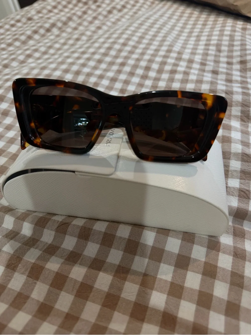Prada Tortoiseshell Square Sunglasses with Brown Lenses